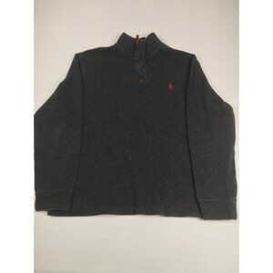 Polo Ralph Lauren Mens XL Grey Quarter Zip Pullover Pink Pony Logo